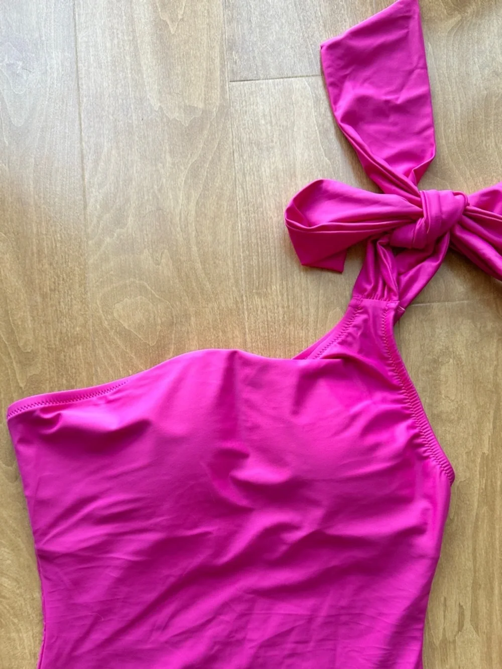 J. Crew One-Shoulder Bow Tie One-Piece Swimsuit, Fuchsia, Size 8, NWT